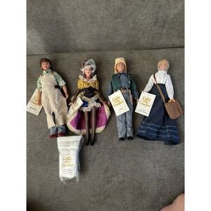 Vintage Dolls Of The Frontier Set Teacher, Blacksmith, Sheriff, Saloon Girl NWT